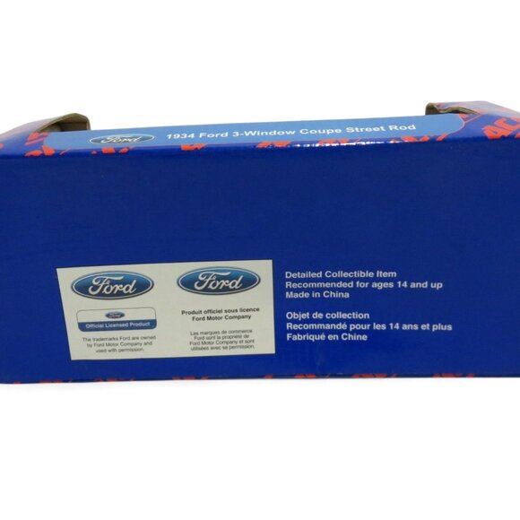 Vintage 1934 FORD 3-Window Coupe Street Rod DIECAST Black and Red Flames Boxed - Picture 9 of 13